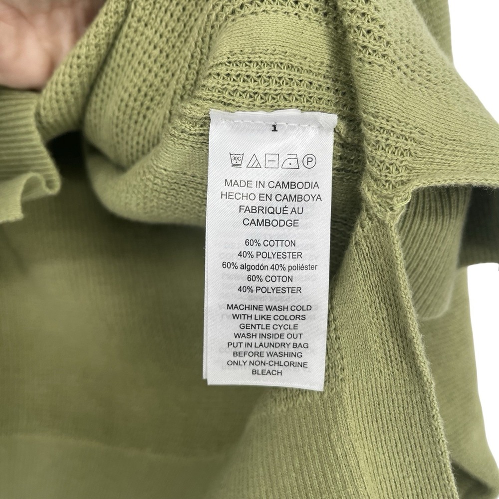 Michael Kors Womens M Green Cropped Sweater Relaxed Boxy Cotton Knit Pullover - Picture 5 of 8